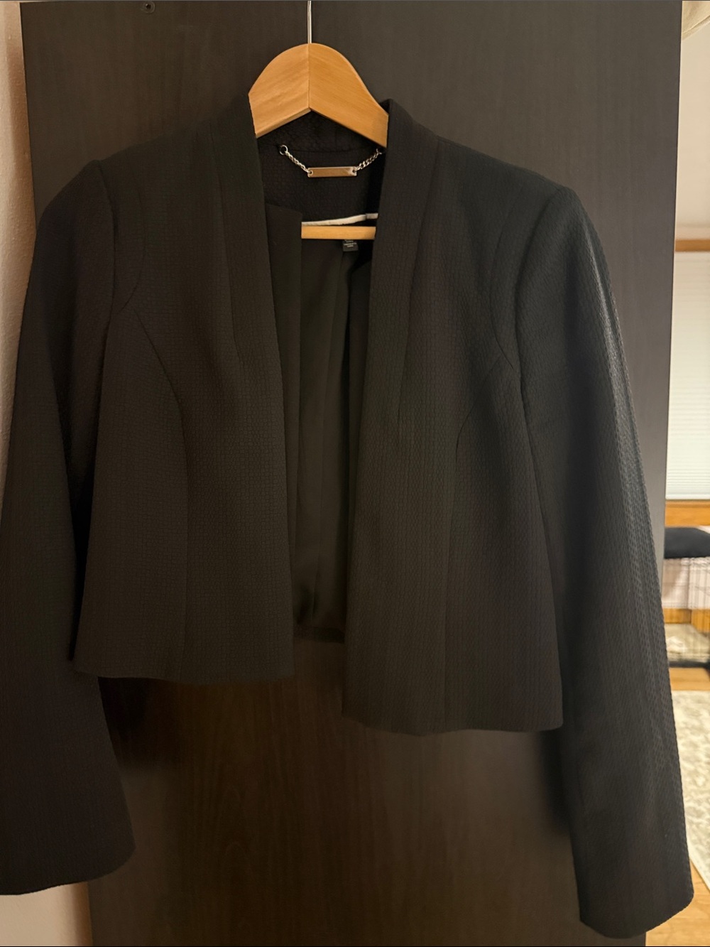 White House Black Market Black Crop Open-Front Blazer